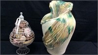 Unique Ceramic Vase & Potpourri Cage - 10G