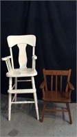 Toddlers Arm Chair & White Wooden High Chair - 9A