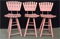 3 Painted Adirondack Wooden Counter Stools - 9A