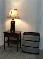 White Fine Furniture Side Table, Lamp & Drawers-10