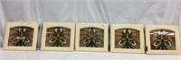 5 Stained Glass Wood Framed Cabinet Doors - 10G