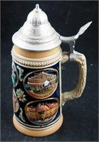 Vintage German 1/2 L Hand Painted Beer Stein W Lid