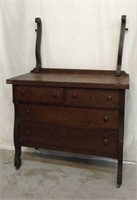 Vintage Tiger Oak Dresser W/ Mirror Attachments-9A