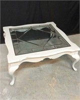 Wooden Framed Beveled Glass Top Coffee Table-9C