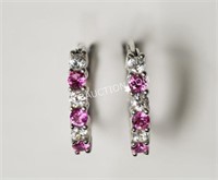 S.S. Pink Sapphire Cubic Zirconia Earrings $120 NC