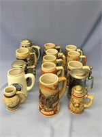 Large collection of beer steins (approx. 15) - ass