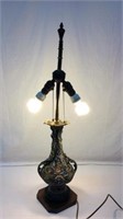 Vintage Hubbell Dble. Socket Hand Painted Lamp-10B