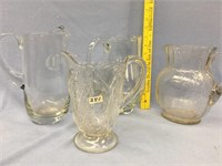 Lot with four water pictures - a pressed glass, a
