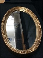Oval Gold Toned Resin Frame Baroque Mirror - 3C