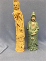 Pair of sculptures - one is 17" synthetic ivory an
