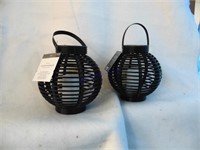 2 Small Outdoor Flickering Solar Lanterns