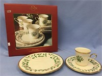 12 piece dinner ware set with a holiday pattern by