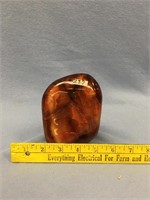 5" agate, highly polished flame paperweight