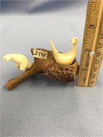3.5" Long ivory bird and seal on an ancient seal v