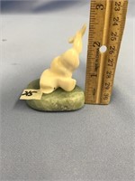2.75" Diving beluga whale on soapstone base from S