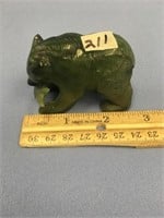 3" Carved jade bear with fish in his mouth