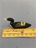 3" Walrus ivory loon by JLO of Gambell, AK