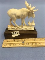 2.25" Long x 2.75" tall moose carved from antler o