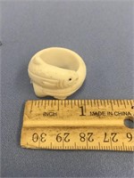 Ring with a salmon carved out of bone, imported