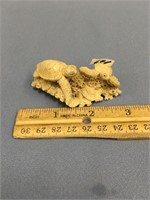 2.75" Antler carving of 2 turtles, imported