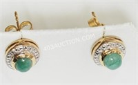 S.S Gold Plated Emerald Diamond Earrings MSRP $450