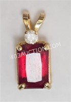10kt Yellow Gold Ruby Diamond Pendant MSRP $450 NC