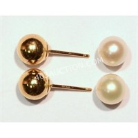 10kt Gold Pearl Reversible Earrings $300 NC