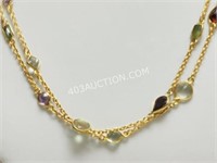 S.S Gold Plated Garnet  Amethyst .. Necklace $1580