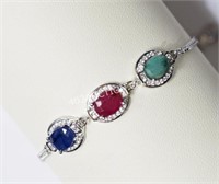 S.S. Sapphire Ruby Emerald + Crystal Bracelet $890