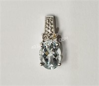 S.S. Aquamarine Diamond Pendant MSRP $300 NC