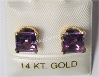 14kt Yellow Gold Amethyst 2.00ct Earrings $573 NC