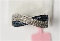 Sterling Silver W/ Blue Diamond Ring $957