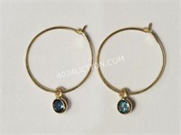 14kt Yellow Gold Blue Diamond Earrings $590 NC