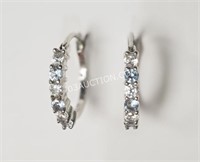S.S. Aquamarine & Cubic Zirconia Earrings $120 NC
