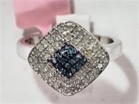 S.S. Blue Diamond & White Diamond Ring $1040