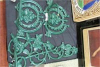 Green Painted Cast Metal Plant Hangers