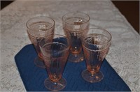 SET OF 4 PINK GLASS SUNDAE DISHES