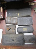 5 Antique Leather Wallets, 1 Eyeglass Case & 1