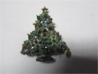 Christmas Tree Pin w/Sm. Sterling Saint Charm