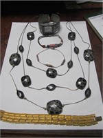 Jewelry Lot-3 Strand Necklace,Goldtone Napier