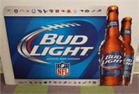 Bud Light NFL tin sign. Measures 29" x 43".