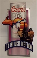 Coors Light Michigan tin sign from 1992. Measures