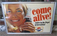 Vintage Pepsi cardboard sign. "Come Alive. Your