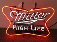 Vintage blinking Miller High Life neon sign.
