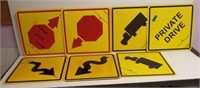 (7) DNR plastic signs including Stop, Down grade,