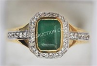 Sterling Silver & Gold Plated Emerald Ring $672 NC