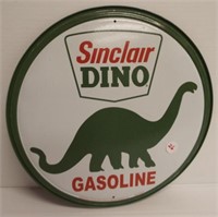 Metal Sinclair Dino Gasoline sign. Measures 11.5"