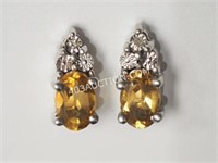 S.S Citrine & Diamond Earrings MSRP $537 NC