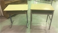 School Desks (2), Formica top with metal base
