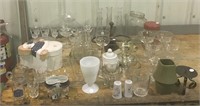 Glass, goblets, candle holders, jars, vases